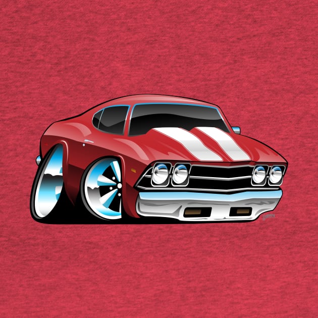 Classic American Muscle Car Cartoon by hobrath